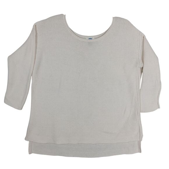 Old Navy Off White Knit Top Size Large 3/4 Sleeve Round Neckline 60% Cotton - Picture 1 of 5